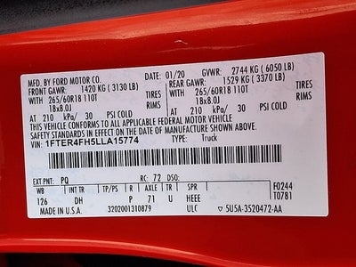 2020 Ford Ranger Lariat