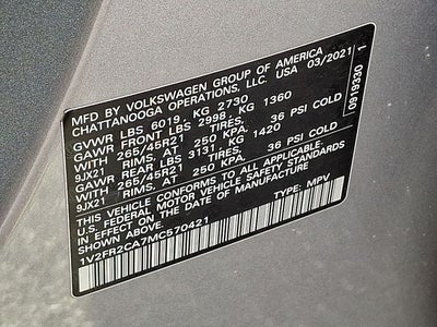 2021 Volkswagen Atlas 3.6L V6 SEL Premium R-Line