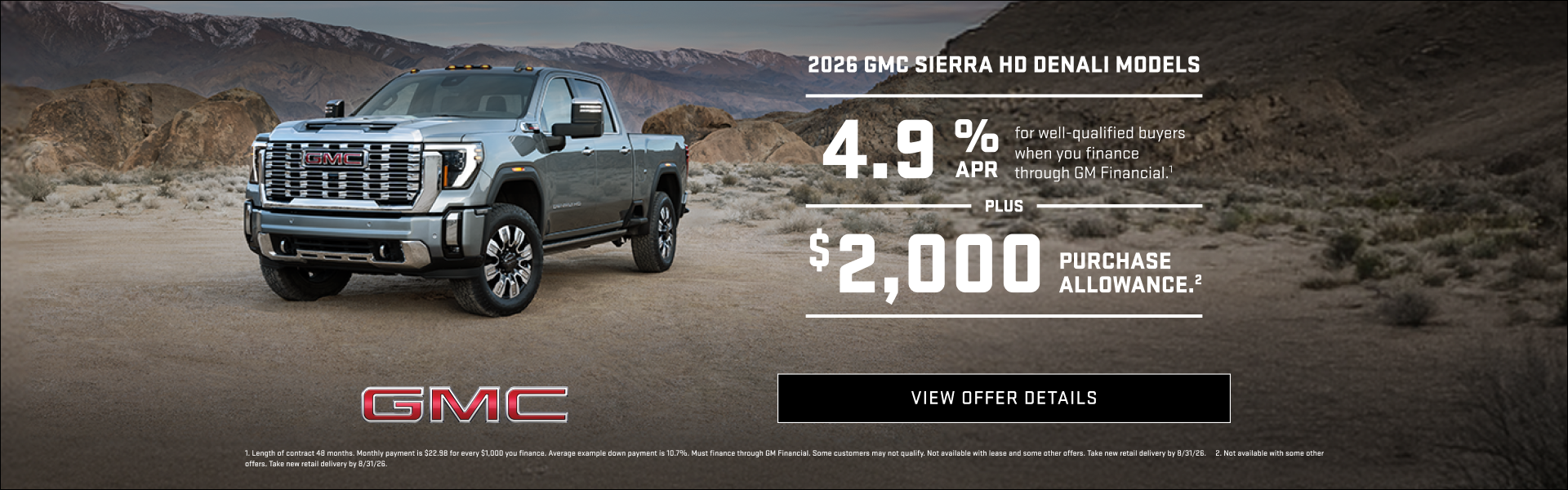 4.9% APR for well-qualified buyers when you finance through GM Financial.1

Plus, $2,000 PURCHASE...