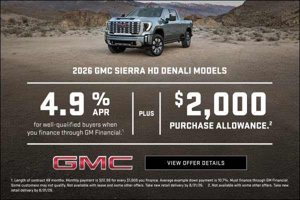 4.9% APR for well-qualified buyers when you finance through GM Financial.1

Plus, $2,000 PURCHASE...