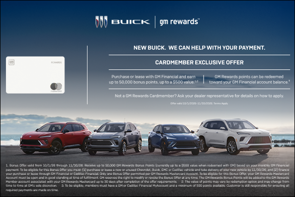 Purchase or lease with GM Financial and earn up to 50,000 bonus points, up to a $500 value.1 and ...